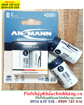 Ansman C4500mAh HR14; Pin sạc C 1.2v Ansman C4500mAh HR14 Mignon (Loại Vỉ 2viên) MẪU MỚI 